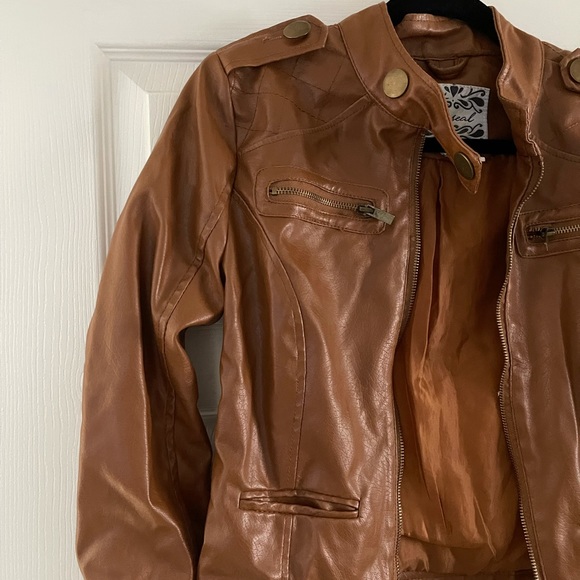 Dark Brown Leatherette Jacket - Picture 4 of 9